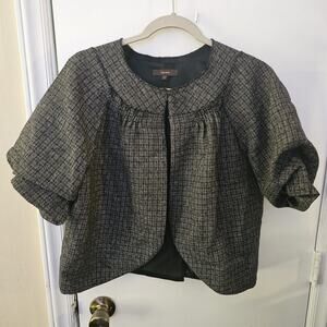 VERA WANG Wool Jacket Grey Plaid Hook Closure Sz 8 Capsule Couture Iconic